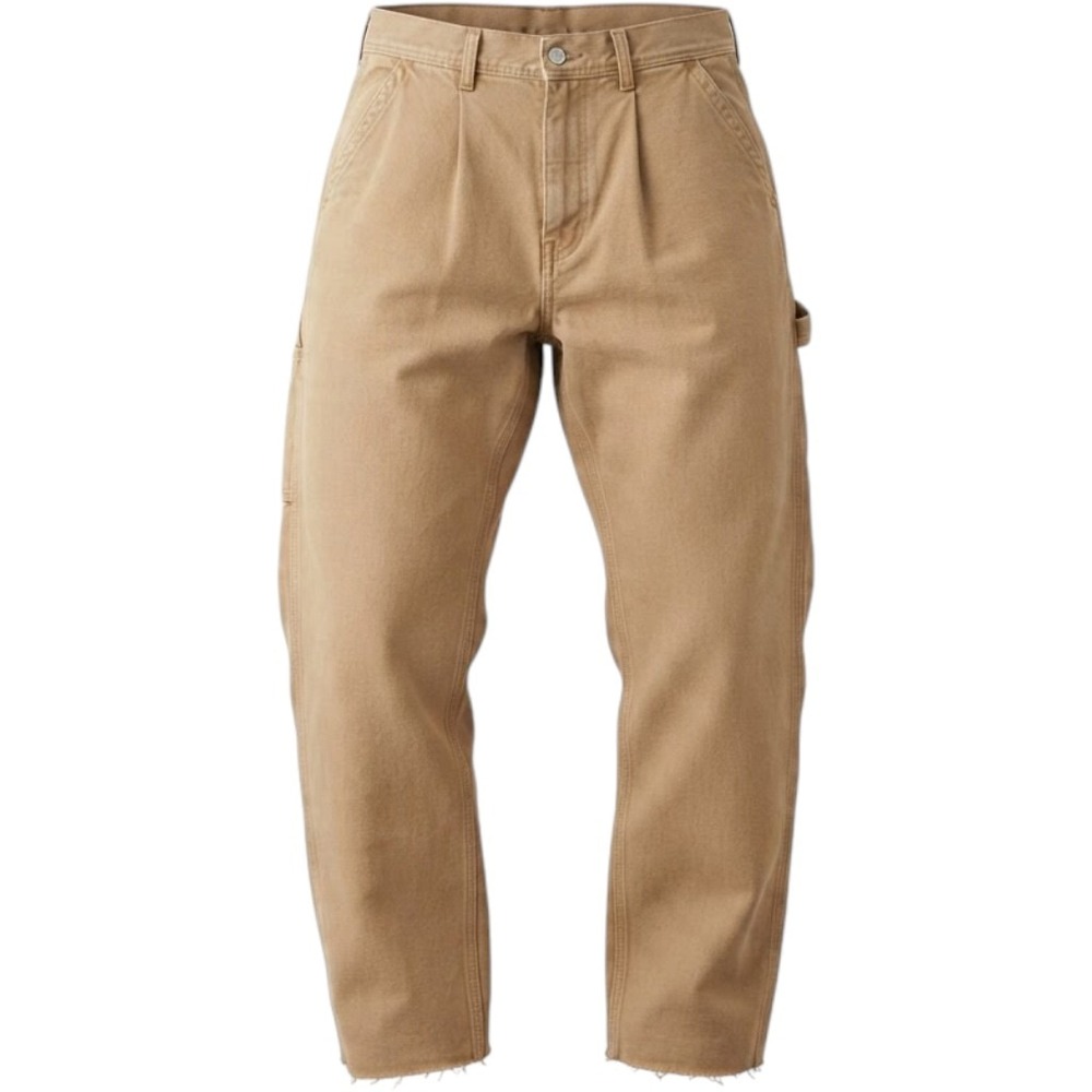 RE/DONE Washed Khaki Pleated Utility Pants 30 NWT Carpenter Raw Hem Tan